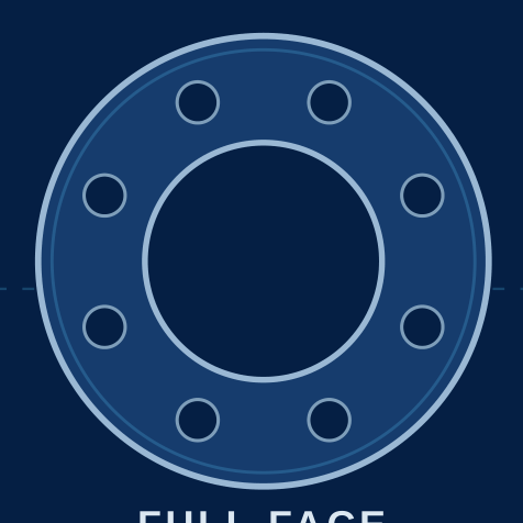 Full face profile illustration, not to scale