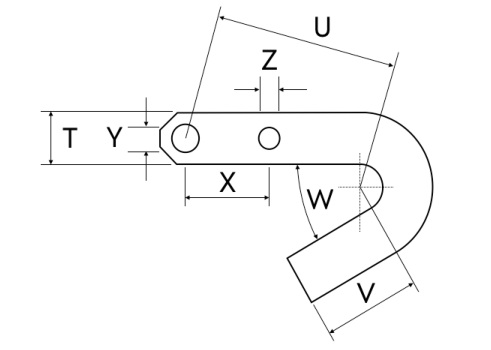 Hook connection dimension drawing from the garland mark-up sheet