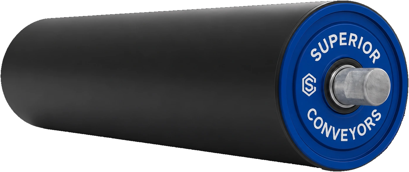 Superior UHMWPE roller with royal-blue end disc, from the current UHMWPE brochure